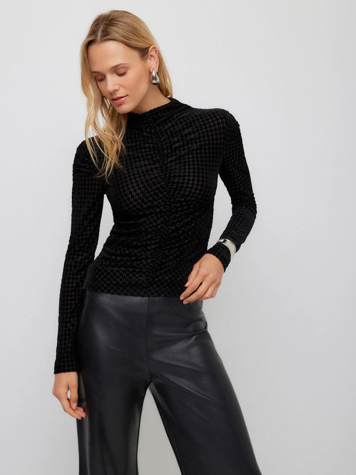 Fifteen Twenty - Velvet Burnout Ruched Selena Top