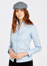 Load image into Gallery viewer, Model wearing Dubarry Snowdrop Long Sleeve Button Down in Pale Blue.
