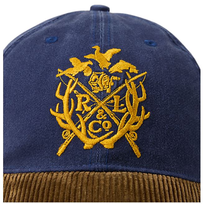 POLO Ralph Lauren - Cotton Twill Embroidered Trucker Hat w/ Corduroy Bill - close up