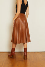 Load image into Gallery viewer, Model wearing Caballero - Hendrix Tabacco Vegan Leather Skirt - back.