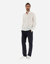 Load image into Gallery viewer, Model wearing Herno Men's Jersey Crepe Polo LS Shirt in Bianco,