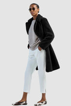 Load image into Gallery viewer, Model wearing Herno Women's Soft Faux Fur Long Coat in Black.