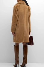 Load image into Gallery viewer, Model wearing Herno Women's Soft Faux Fur Long Coat in Camel - back.