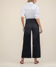 Load image into Gallery viewer, Model wearing Kut From The Kloth - Meg High Rise Wide Leg Raw Hem KG1864MA2 in Specialist w/Black Base Wash - back.