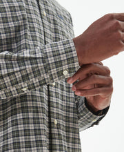 Load image into Gallery viewer, Model wearing Barbour Lomond Tailored Shirt in Forest Mist.