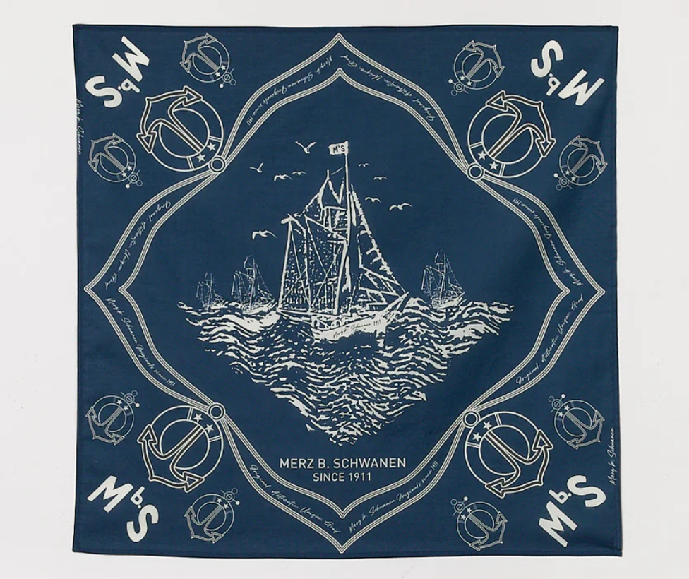Merz B. Schwanen - Logo Lightweight Cotton Poplin Bandana - Ink Blue