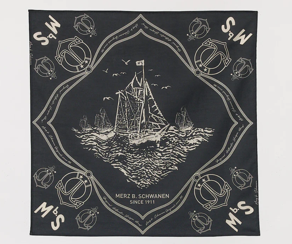Merz B. Schwanen - Logo Lightweight Cotton Poplin Bandana - Charcoal