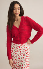 Load image into Gallery viewer, Model wearing ZSupply - Romance Cardigan in Cherry.