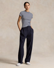 Load image into Gallery viewer, Model wearing Polo Ralph Lauren - Striped Ribbed Cotton Crewneck Tee in Navy/White.