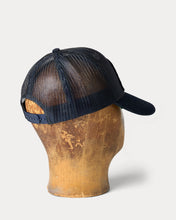 Load image into Gallery viewer, RRL - Nylon/Cotton Mesh "Coast To Coast" Patch Denim-bill Trucker Hat in Navy - back.