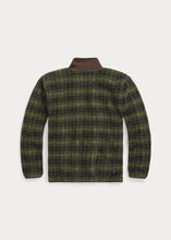 Load image into Gallery viewer, RRL - Plaid Fleece Jacket in Green Plaid - back.