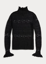 Load image into Gallery viewer, Polo Ralph Lauren - Ruffle-Trim Pointelle-Knit Top in Black.