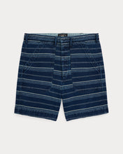 Load image into Gallery viewer, RRL - Indigo Striped Dobby Short in Multi Indigo Stripe.