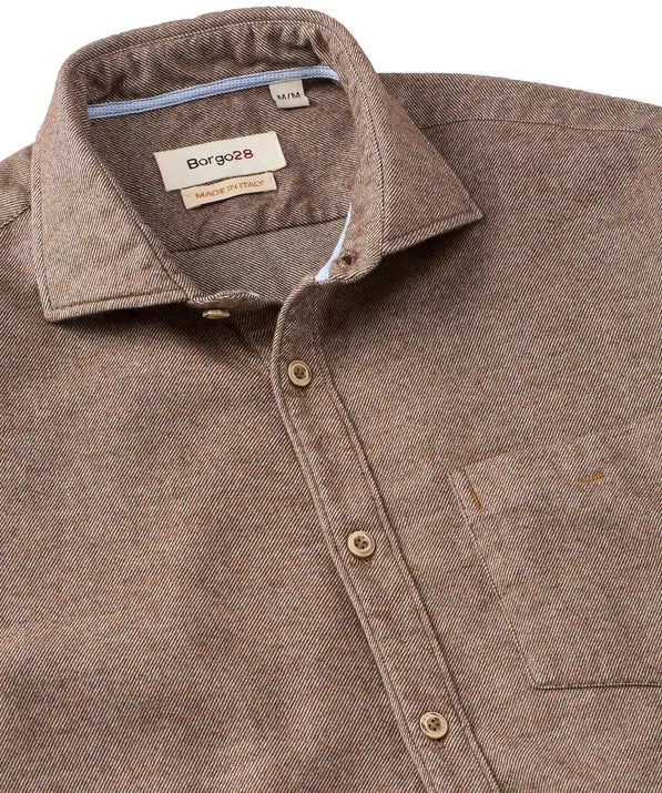 Borgo 28 - Mélange Brushed Twill Long-Sleeve Sport Shirt