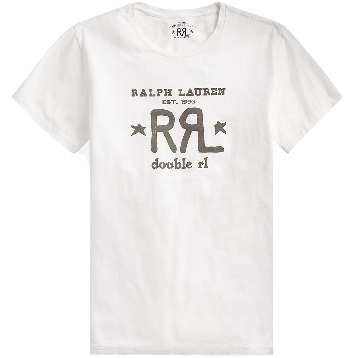 RRL logo crewneck t-shirt in paper white.