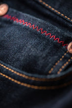 Load image into Gallery viewer, &Sons Trading Co Brandon indigo jeans red stitching.