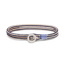 Load image into Gallery viewer, Pig & Hen Don Dino bracelet in navy / sand with silver ring.