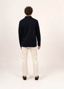 Model wearing Saint James - Cork ll in Navy - back.