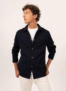Model wearing Saint James - Cork ll in Navy.