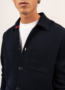 Model wearing Saint James - Cork ll in Navy.