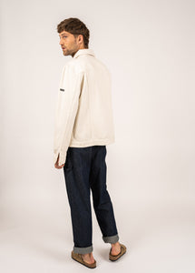 Model wearing Saint James - ST Timothee Men's Jacket in Craie - back.