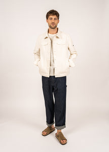 Model wearing Saint James - ST Timothee Men's Jacket in Craie.