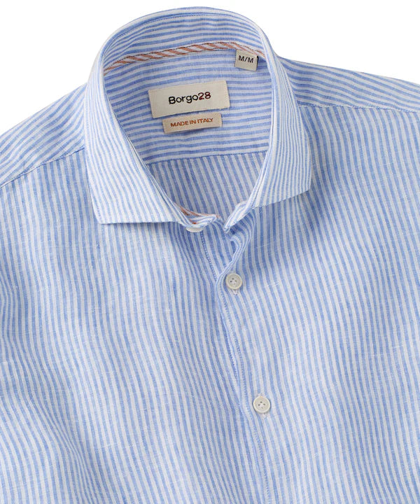Borgo 28 - Striped Linen Long-Sleeve Sport Shirt