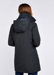 Model wearing Dubarry - Beaufort Travel Coat in Navy - back.