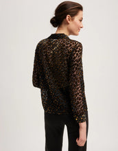 Load image into Gallery viewer, Model wearing Leo &amp; Ugo - Clara Buttondown Shirt in Black/Gold - back.
