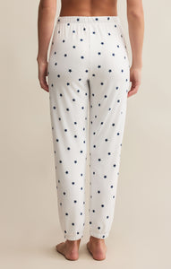 Model wearing ZSupply - Classic Mini Stars Jogger in White/Navy - back.