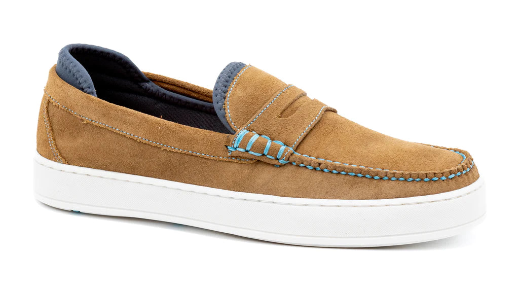 Martin Dingman - MD Signature Water Repellent Suede Sport Penny Loafer in Camel.