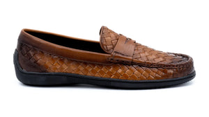 Martin Dingman - Jameson Hand Finished Calf Skin Leather Penny Loafer in Pecan.