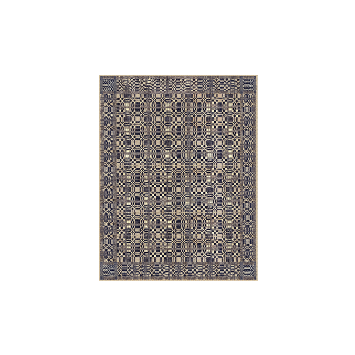 RRL Wool/Cotton Area Rug in Navy/Cream.