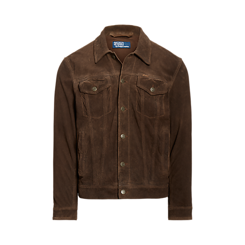 POLO Ralph Lauren - Original Label RL Icon Goat Suede Trucker Jacket in Tobacco.