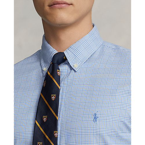 Model wearing POLO Ralph Lauren - L/S Sanded Twill Sportshirt with Estate Spread Collar in Blue/White.
