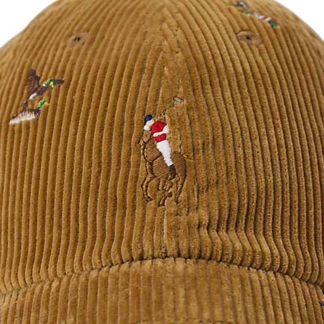 POLO Ralph Lauren -Corduroy Novelty Sport Cap w/ Duck Embroidery - close up