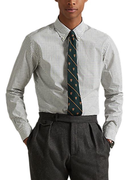 model wearing POLO Ralph Lauren - LS Cambridge Poplin Sport Shirt - Cream Multi