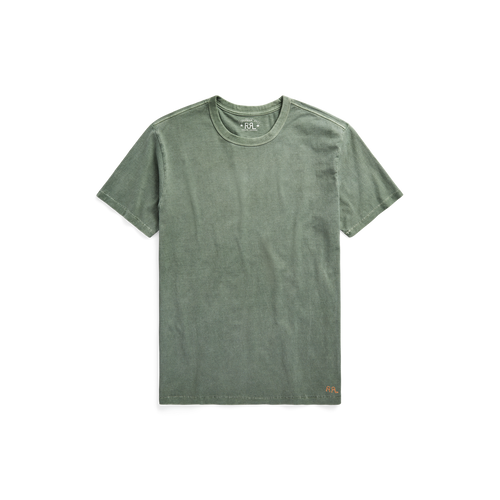 RRL - S/S Garment-Dyed Crewneck T-Shirt in Forest Green.