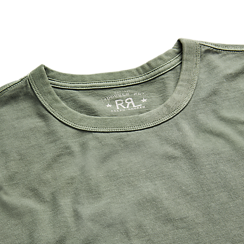 RRL - S/S Garment-Dyed Crewneck T-Shirt in Forest Green.