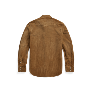 RRL - L/S Cotton/Corduroy Buffalo Western Workshirt in Faded Tan - back.