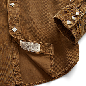RRL - L/S Cotton/Corduroy Buffalo Western Workshirt in Faded Tan.