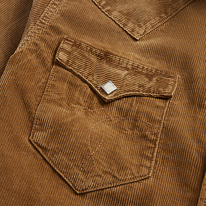 RRL - L/S Cotton/Corduroy Buffalo Western Workshirt in Faded Tan.