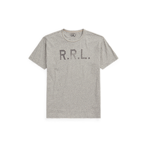 RRL - S/S Cotton Jersey Knit "R.R.L." Graphic T-Shirt in Heather Grey.