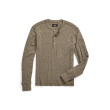 Load image into Gallery viewer, RRL - L/S Waffle Knit Henley in Olive Heather.
