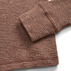 RRL - L/S Waffle Knit Henley in Brown Heather.