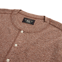 Load image into Gallery viewer, RRL - L/S Waffle Knit Henley in Brown Heather.
