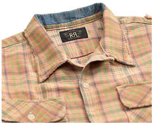 Load image into Gallery viewer, RRL - LS Cotton Twill Plaid Carter Camp Shirt w/ Patch Repairs

