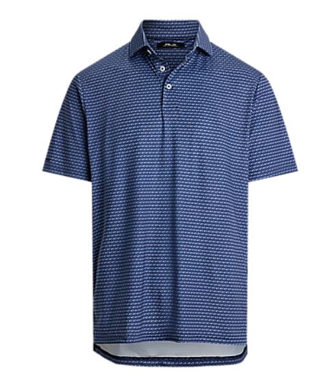RLX- SS Lightweight Airflow Printed Polo - Navy Golf Buggy