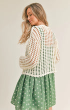 Load image into Gallery viewer, Model wearing Sadie &amp; Sage - Alexia Open Knit Cardigan in Ivory - back.
