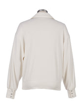Load image into Gallery viewer, Kut from the Kloth - Audrina LS Half Placket Knit Top in Ivory - back.
